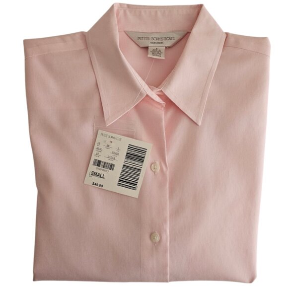 Petite Sophisticate Non-Iron Long Sleeve Button Down Shirt | NWT | SP | Pink - Picture 14 of 15